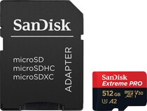 Карта памяти SanDisk Extreme Pro microSDXC Class 10 UHS Class 3 V30 A2 170/90MB/s 512GB + SD adapter SDSQXCZ-512G-GN6MA