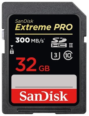 Карта памяти SanDisk Extreme Pro SDXC Class 10 R300/W260MB/s 32GB UHS-II V90 U3 SDSDXDK-032G-GN4IN