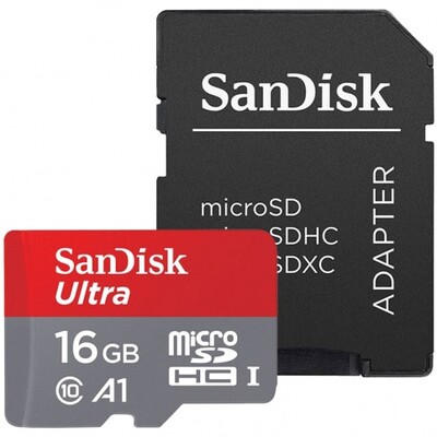 Карта памяти SanDisk Ultra microSDHC Class 10 UHS-I A1 98MB/s 16GB + SD adapter SDSQUAR-016G-GN6MA