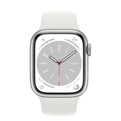 Часы Apple Watch Series 8 GPS 45mm Silver Aluminium MP6N3 R White Sport Band фото 2